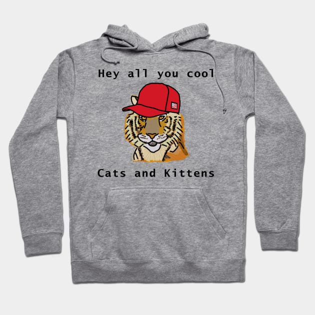 Cool Tiger Wearing Red Hat Memes Hoodie by ellenhenryart